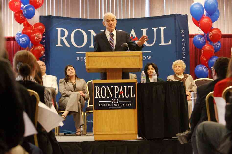 Ron Paul speaks to a crowd at the Nampa Civic Center in Nampa, Idaho. Paul is expected to do well in the Idaho primary. 