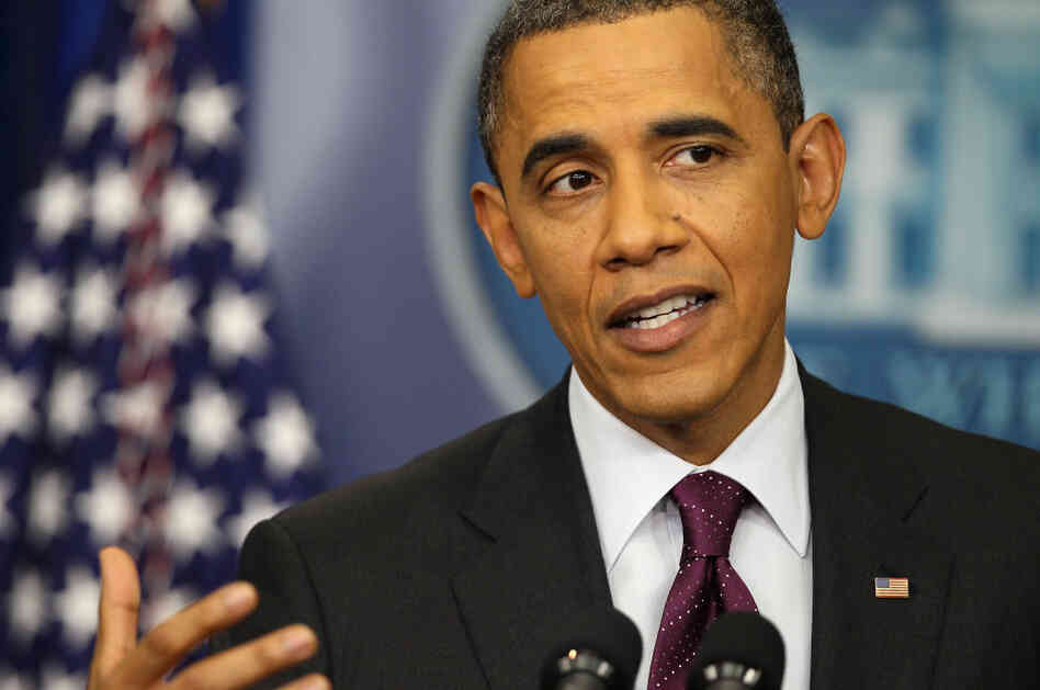 President Obama speaks during a news conference in the Brady Press Briefing Room of the White House on Tuesday.