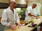 Jiro Ono (left) owns and runs a celebrated sushi restaurant in a Tokyo basement. His oldest son, Yoshikazu, waits to take over the world-famous family business. Jiro Ono (left) owns and runs a celebrated sushi restaurant in a Tokyo basement. His oldest son, Yoshikazu, waits to take over the world-famous family business.