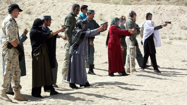 Afghan female police officers are trained by Afghan police and NATO soldiers in eastern Afghanistan's Ghazni province on Sept. 12. In the culturally conservative country, women serving in the security forces say they face systemic sexual coercion and even rape by male colleagues. Afghan female police officers are trained by Afghan police and NATO soldiers in eastern Afghanistan's Ghazni province on Sept. 12. In the culturally conservative country, women serving in the security forces say they face systemic sexual coercion and even rape by male colleagues.