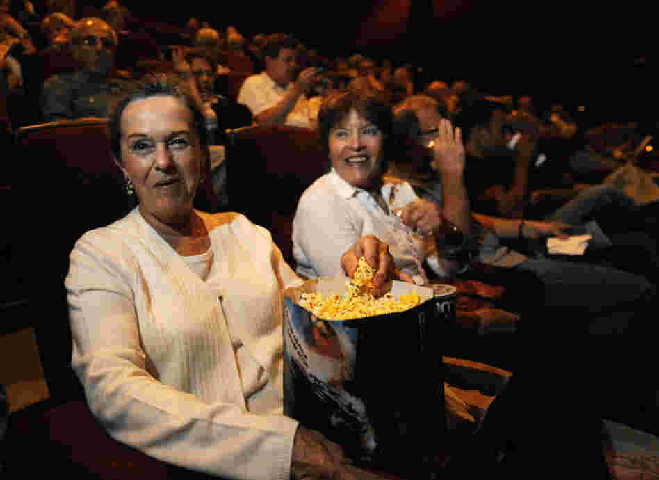 Patrons at AMC Burbank 16 theater in Burbank, Calif.