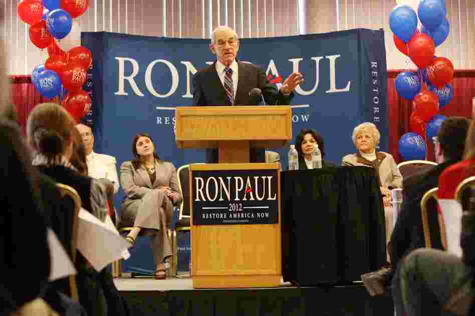 Ron Paul speaks to a crowd at the Nampa Civic Center in Nampa, Idaho. Paul is expected to do well in the Idaho primary. 