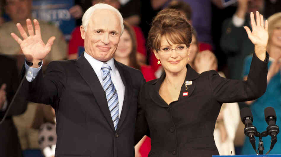 Ed Harris as John McCain and Julianne Moore as Sarah Palin in the HBO film Game Change.