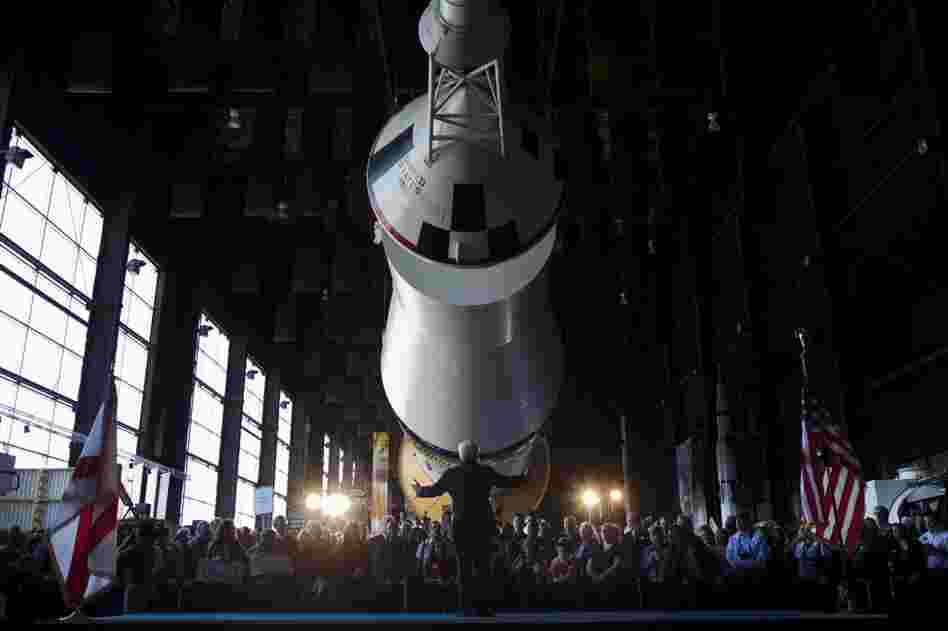 Former House Speaker Newt Gingrich speaks at the U.S. Space and Rocket Center, in Huntsville, Ala. 