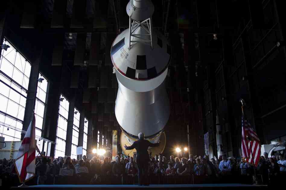 Former House Speaker Newt Gingrich speaks at the U.S. Space and Rocket Center, in Huntsville, Ala. 