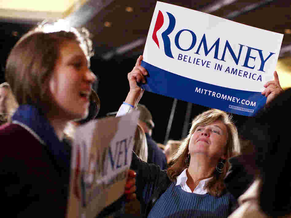 Romney supporters celebrate in Boston on Super Tuesday. Exit polls from Super Tuesday's GOP presidential contests suggest that front-runner Mitt Romney does best with women voters.