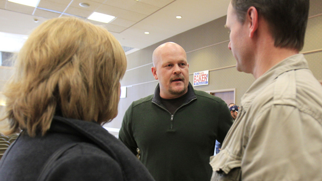 Republican congressional candidate Samuel Wurzelbacher, better known as Joe the Plumber, talks with supporters in February.