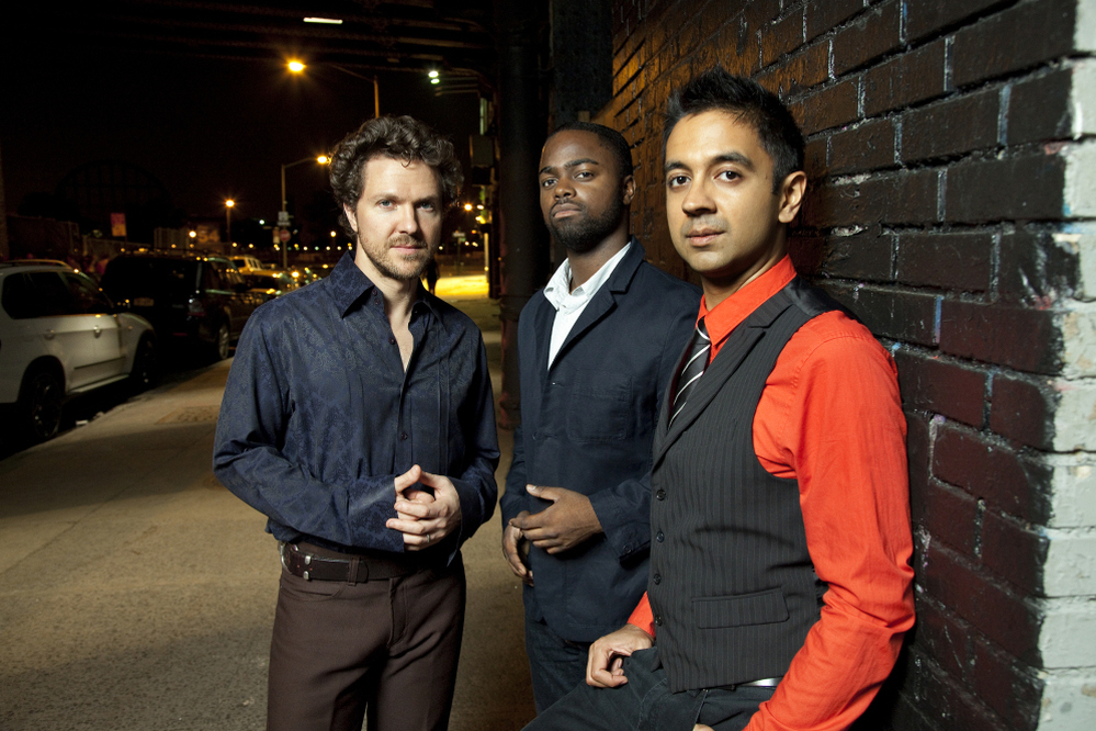 The Vijay Iyer Trio. L-R: Stephan Crump, Marcus Gilmore, Iyer.