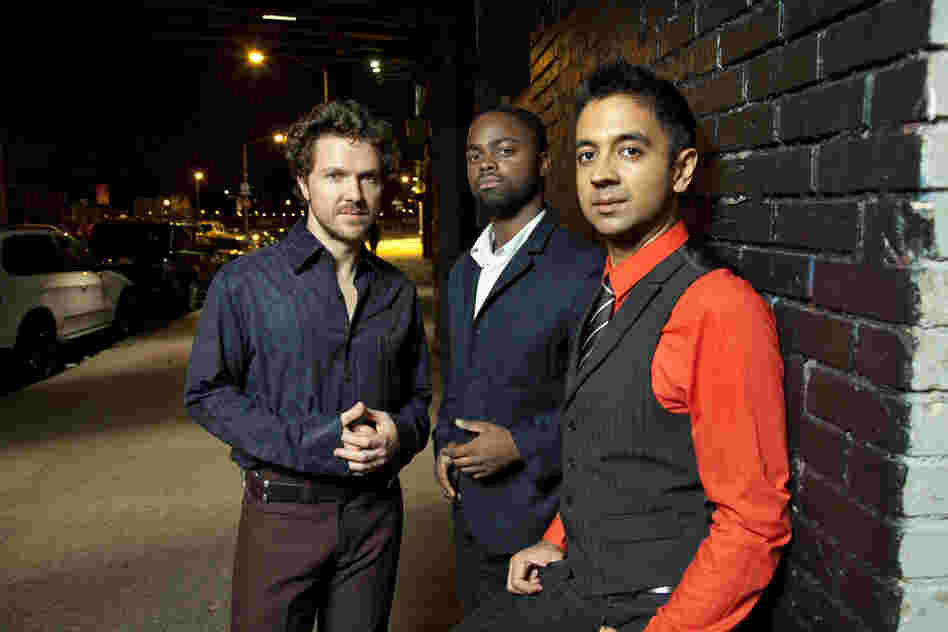 The Vijay Iyer Trio. L-R: Stephan Crump, Marcus Gilmore, Iyer.