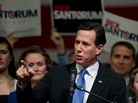 Republican presidential candidate Rick Santorum addresses an election night party in Steubenville, Ohio, on Tuesday. Republican presidential candidate Rick Santorum addresses an election night party in Steubenville, Ohio, on Tuesday.