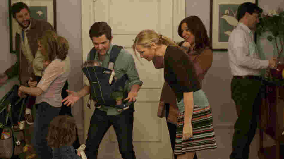 Chris O'Dowd (left), Kristen Wiig, Adam Scott, Jennifer Westfeldt, Maya Rudolph and Jon Hamm play 30- and 40-somethings approaching parenthood from vastly different angles in Friends With Kids. Westfeldt wrote and directed the film. Chris O'Dowd (left), Kristen Wiig, Adam Scott, Jennifer Westfeldt, Maya Rudolph and Jon Hamm play 30- and 40-somethings approaching parenthood from vastly different angles in Friends With Kids. Westfeldt wrote and directed the film.