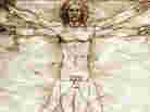 A reproduction of Leonardo da Vinci's drawing of The Vitruvian Man. A reproduction of Leonardo da Vinci's drawing of The Vitruvian Man.