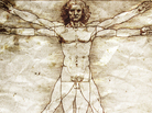 A reproduction of Leonardo da Vinci's drawing of The Vitruvian Man. A reproduction of Leonardo da Vinci's drawing of The Vitruvian Man.