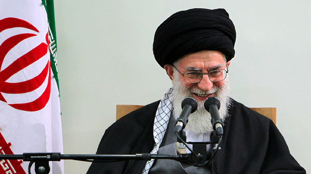 Iran's supreme leader, Ayatollah Ali Khamenei, addresses a meeting in Tehran on Thursday. Khamenei is a staunch defender of Iran's nuclear program. 