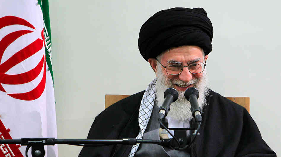 Iran's supreme leader, Ayatollah Ali Khamenei, addresses a meeting in Tehran on Thursday. Khamenei is a staunch defender of Iran's nuclear program. 