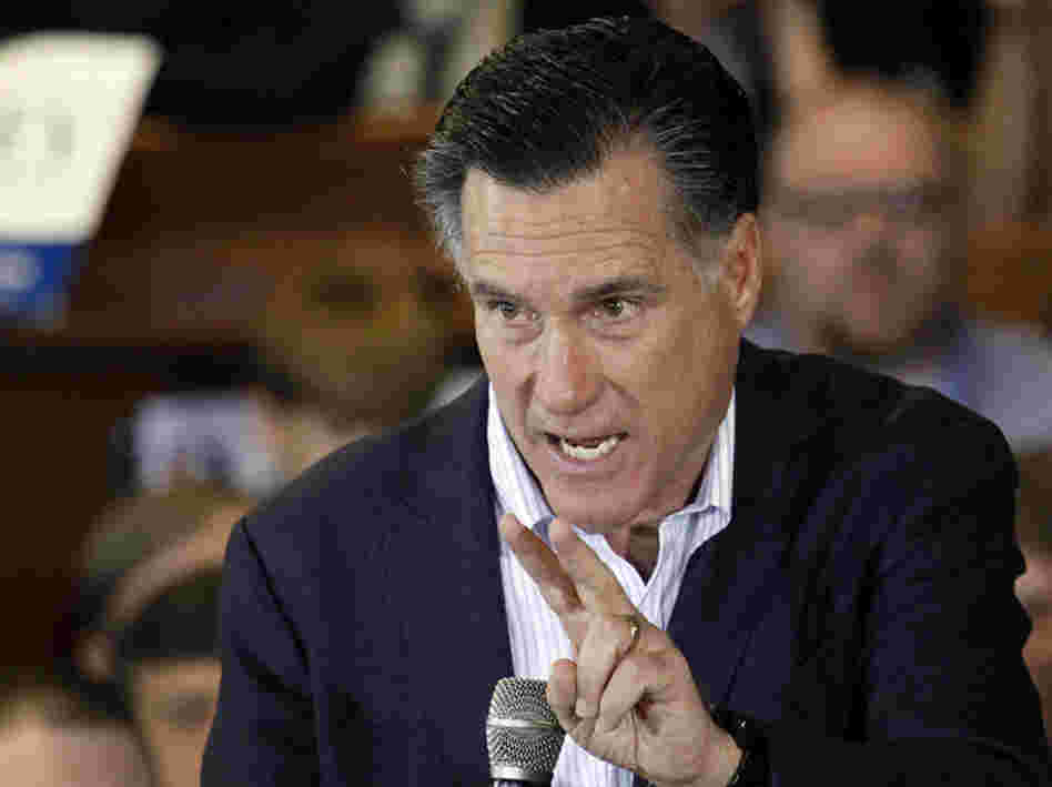 Former Massachusetts Gov. Mitt Romney speaks at the Mississippi Farmers Market in Jackson, Miss., on Friday. He had more than a couple of negative things to say about President Obama.