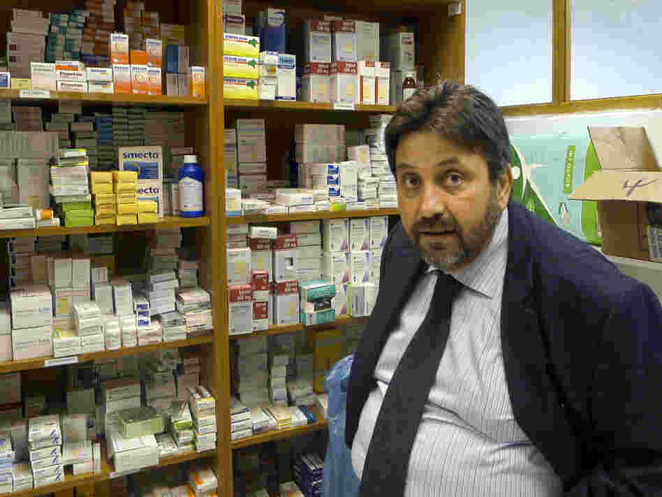 Nikitas Kanakis, director of the Greek branch of Doctors of the World, says people are desperate for food and medicine. He says that the medicines at the clinic his group runs in Perama are all donated. 