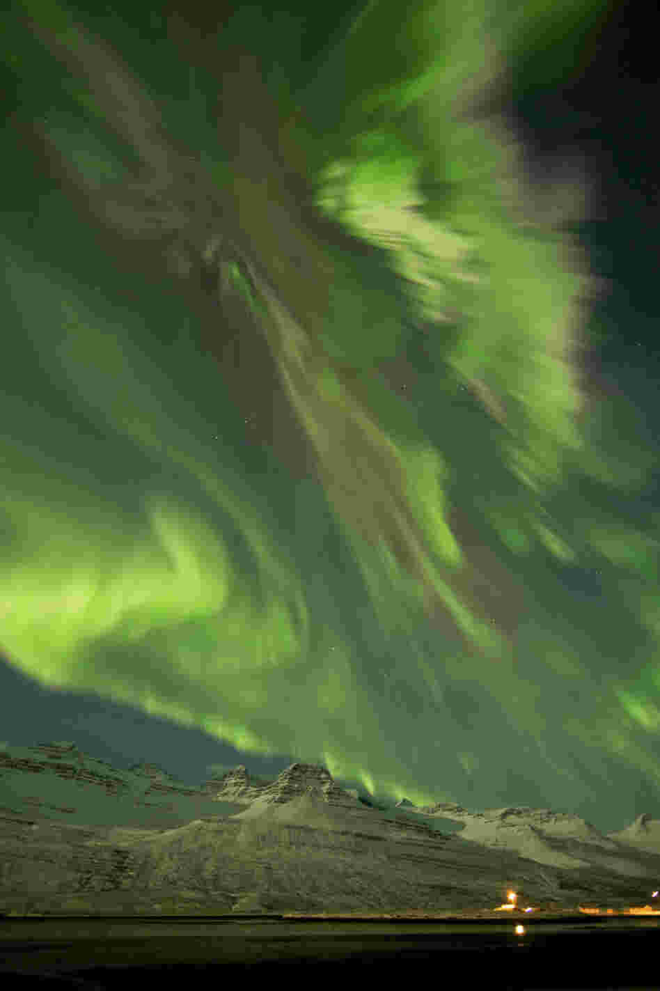 The Northern Lights in the sky Thursday above Faskusfjordur on the east coast of Iceland Thursday. The Northern Lights in the sky Thursday above Faskusfjordur on the east coast of Iceland Thursday.
