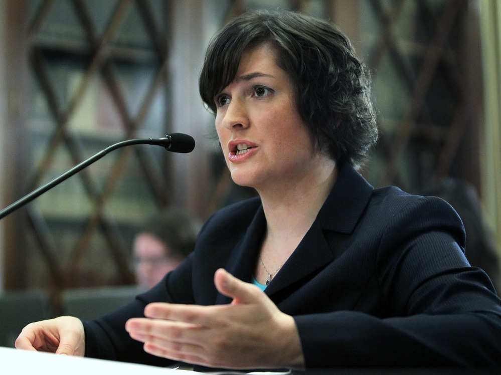 Sandra Fluke, a third-year law student at Georgetown University, testifies about contraceptives and insurance coverage during a hearing before the House Democratic Steering and Policy Committee.