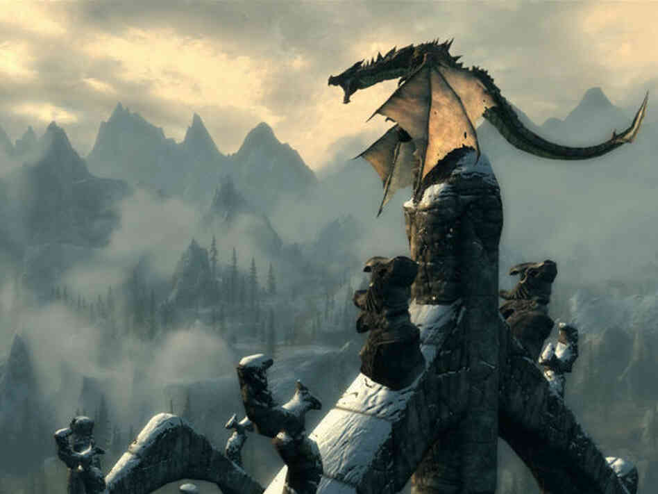 In the popular video game The Elder Scrolls V: Skyrim, the player fights ancient dragons and can learn their secrets in order to harness their powers. In the popular video game The Elder Scrolls V: Skyrim, the player fights ancient dragons and can learn their secrets in order to harness their powers.