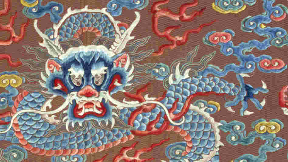 A close-up of a dragon robe, or long pao, dated late 18th- or early 19th-century China. It's one of many on display in the exhibit "Dragons, Nagas, and Creatures of the Deep" at the Textile Museum in Washington, D.C. A close-up of a dragon robe, or long pao, dated late 18th- or early 19th-century China. It's one of many on display in the exhibit "Dragons, Nagas, and Creatures of the Deep" at the Textile Museum in Washington, D.C.