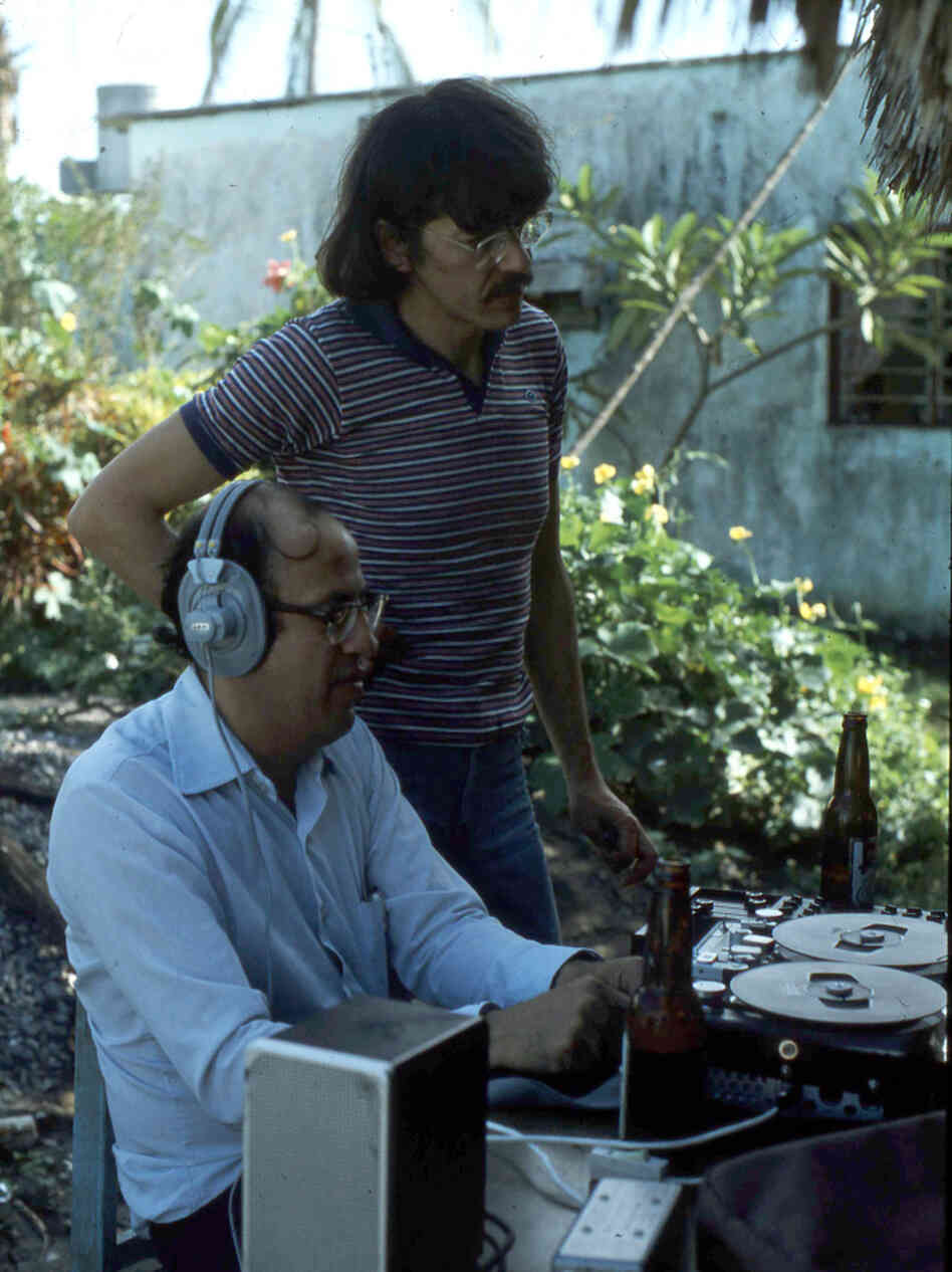 Eduardo Llerenas (standing) records with colleague Enrique Ramirez in Hidalgo in 1985. Eduardo Llerenas (standing) records with colleague Enrique Ramirez in Hidalgo in 1985.