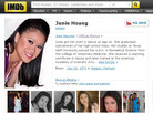 Actress Junie Hoang is going to court because her IMDB profile reveals her age. Actress Junie Hoang is going to court because her IMDB profile reveals her age.