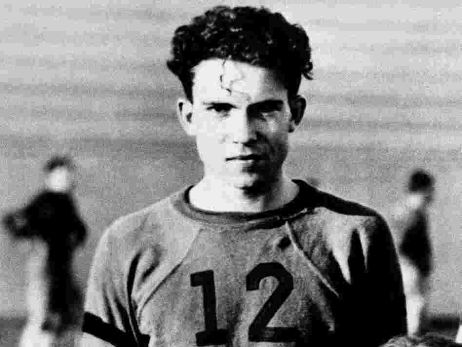 Richard Nixon is shown as a member of the Whittier College football squad in Whittier, Calif., circa 1930s. 