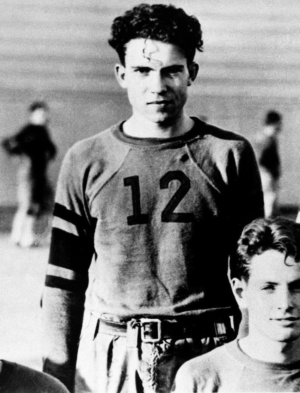 Richard Nixon is shown as a member of the Whittier College football squad in Whittier, Calif., circa 1930s. 