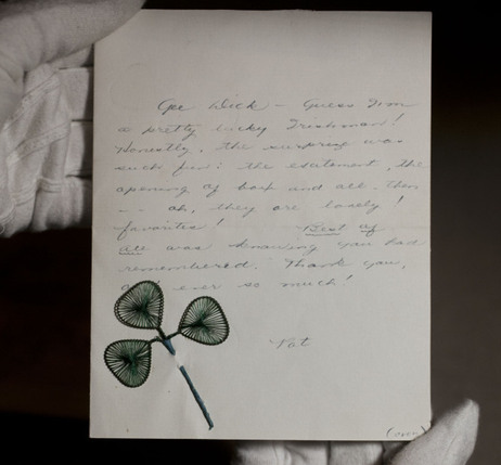 A love letter exchanged between Richard Nixon and his wife, Pat, in the early years of their romance and long before he became president. A love letter exchanged between Richard Nixon and his wife, Pat, in the early years of their romance and long before he became president.