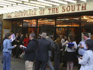 Supporters and volunteers of the Alabama Republican Party gather outside before a forum at the Alabama Theater in Birmingham, Ala., on March 12. Supporters and volunteers of the Alabama Republican Party gather outside before a forum at the Alabama Theater in Birmingham, Ala., on March 12.