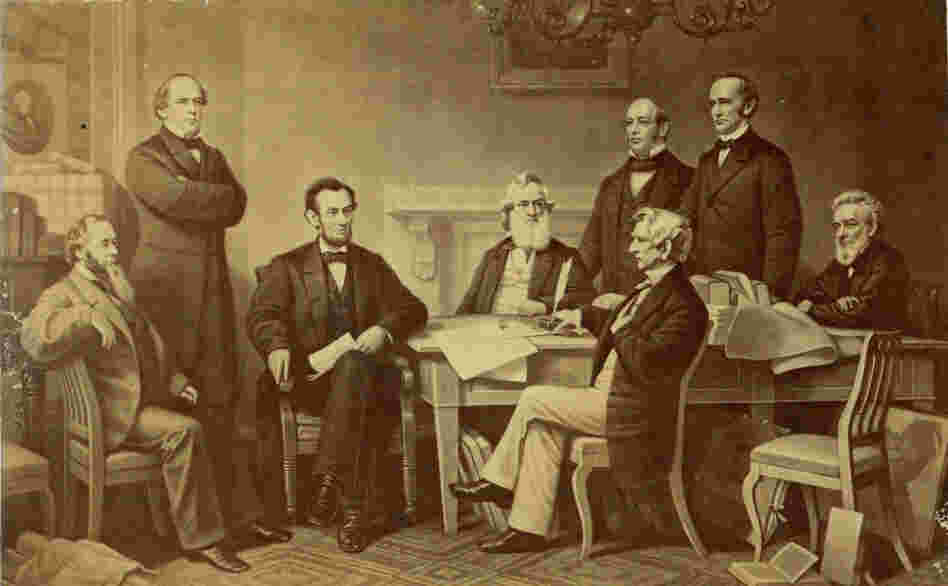 The first reading of the Emancipation Proclamation before the Cabinet, on July 22, 1862. Painted by F.B. Carpenter, engraved by A.H. Ritchie. The first reading of the Emancipation Proclamation before the Cabinet, on July 22, 1862. Painted by F.B. Carpenter, engraved by A.H. Ritchie.