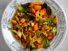 Sweet Roasted Butternut Squash And Escarole Over Bow-Tie Pasta Sweet Roasted Butternut Squash And Escarole Over Bow-Tie Pasta