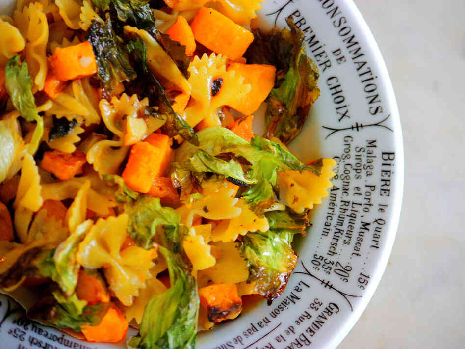  Sweet Roasted Butternut Squash And Escarole Over Bow-Tie Pasta 