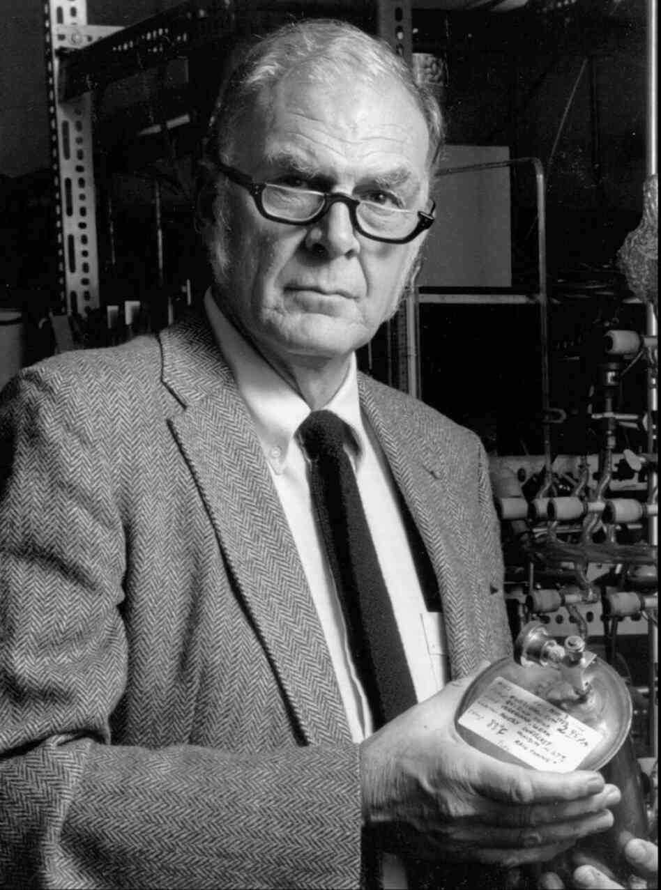 F. Sherwood Rowland, pictured here in 1989, was one of three chemists who shared the 1995 Nobel Prize for chemistry for work on discovering chemicals that deplete the Earth's ozone layer. F. Sherwood Rowland, pictured here in 1989, was one of three chemists who shared the 1995 Nobel Prize for chemistry for work on discovering chemicals that deplete the Earth's ozone layer.
