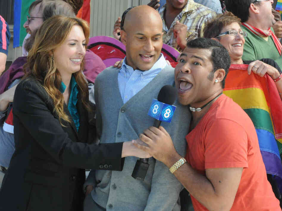Erin Gibson, Keegan-Michael Key and Jordan Peel in a skit from Key & Peele.