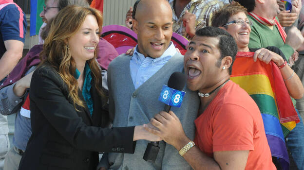 Erin Gibson, Keegan-Michael Key and Jordan Peel in a skit from Key & Peele. (Comedy Central)