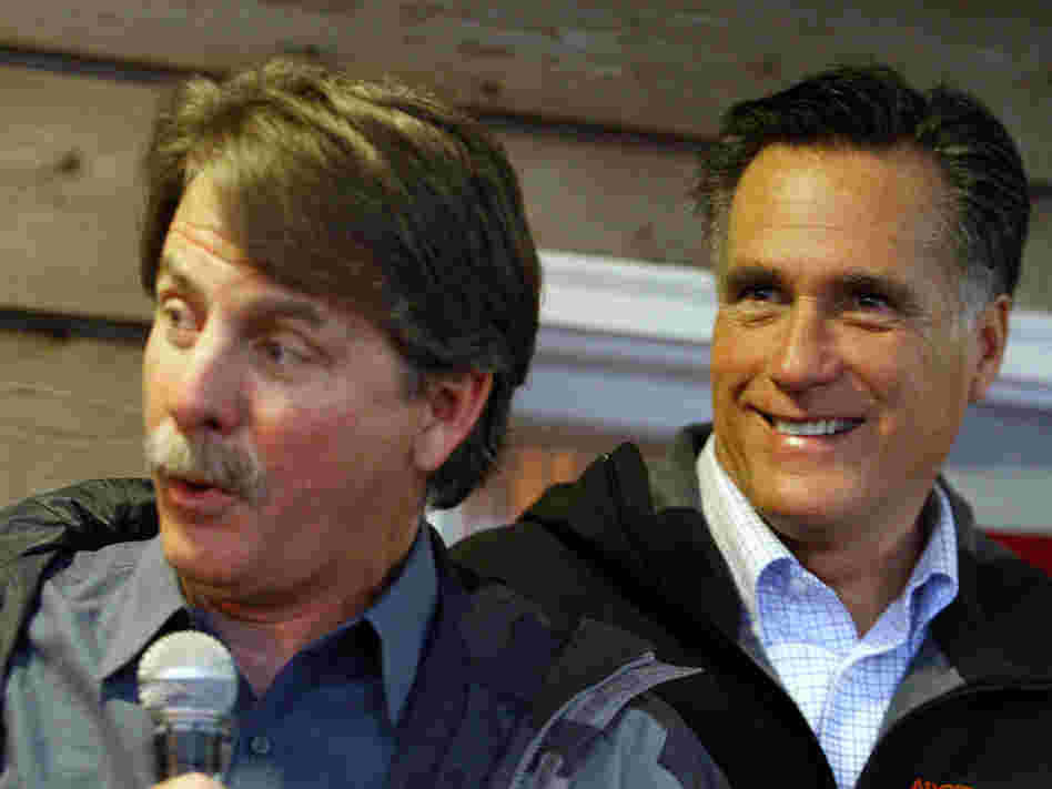 You know you're campaigning in the South if you've got comedian Jeff Foxworthy by your side. Foxworthy introduces Mitt Romney at a campaign stop at the Whistle Stop Cafe, Monday, in Mobile, Ala. 