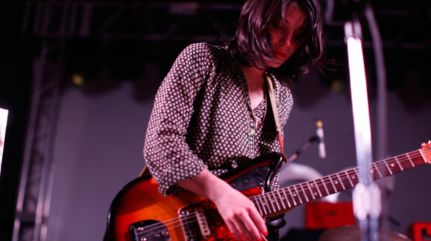 Sharon Van Etten plays NPR Music's SXSW showcase at Stubb's Wednesday night. (Katie Hayes Luke for NPR)