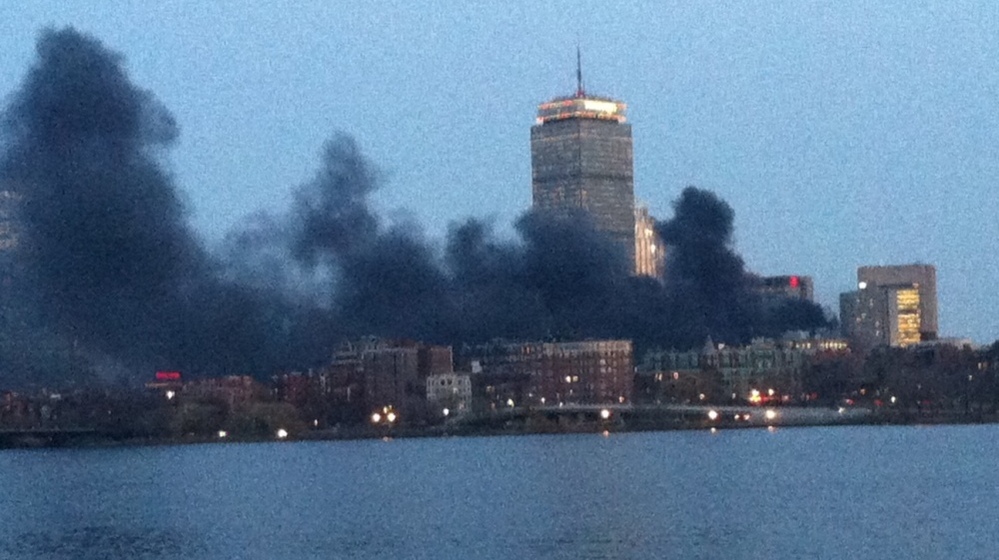 The smoke over Boston from Tuesday's electrical fire.