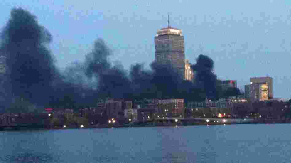 The smoke over Boston from Tuesday's electrical fire.