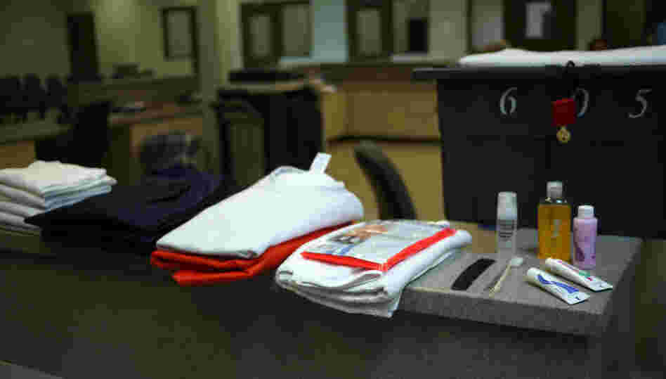 Detainees at the new facility will be issued clothing and personal items, and there's a walk-up pharmacy and commissary for other needs.