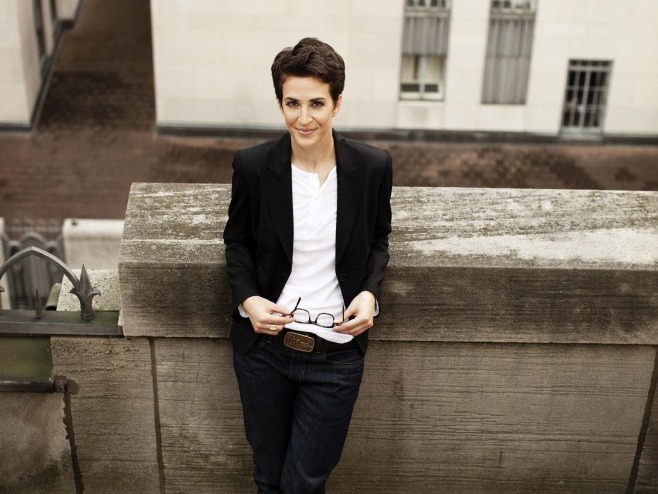 Rachel Maddow hosts the nightly news talk show The Rachel Maddow Show on MSNBC. 