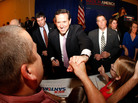 Republican presidential candidate Rick Santorum with supporters Tuesday night in Lafayette, La.  Louisiana's primary is on March 24. 