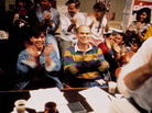 George Stephanopoulos (left) and James Carville advised President Clinton during the 1992 election. Their strategic sessions in Clinton's "War Room" were filmed by Chris Hegedus and D.A. Pennebaker. George Stephanopoulos (left) and James Carville advised President Clinton during the 1992 election. Their strategic sessions in Clinton's "War Room" were filmed by Chris Hegedus and D.A. Pennebaker.
