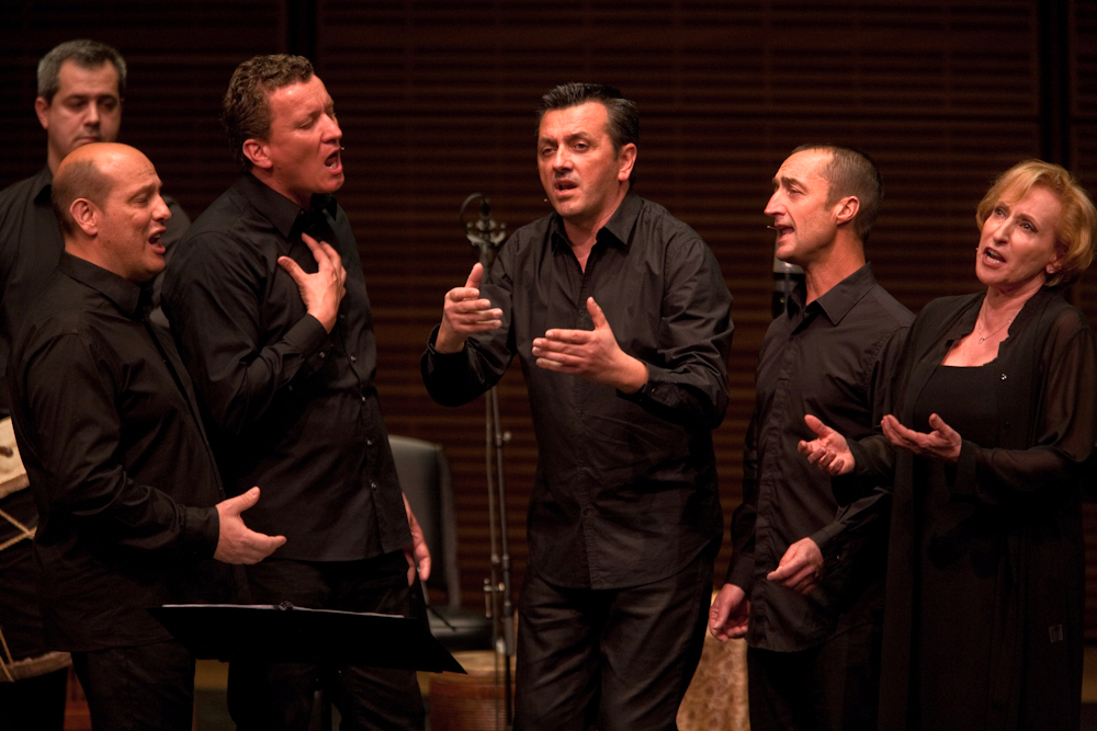 The male vocal ensemble Barbara Furtuna, from Corsica, join vocalist Lucilla Galliazzi and the members of L'Arpeggiata for a performance of "Via Crucis" at Carengie Hall.