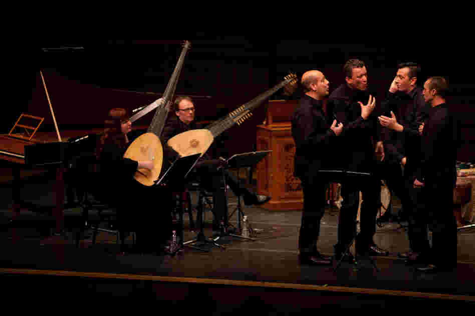 The program, "Via Crucis" is L'Arpeggiata's own take on the old Italian "rappresentazione sacra," a type of ancient passion play. But L'Arpeggiata mixes the old Italian sounds with contemporary tunes.
