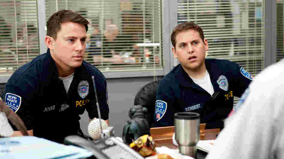 Rookie cops Jenko (Channing Tatum, left) and Schmidt (Jonah Hill) foul up badly enough to land themselves transfers to the youth undercover division at 21 Jump Street. Rookie cops Jenko (Channing Tatum, left) and Schmidt (Jonah Hill) foul up badly enough to land themselves transfers to the youth undercover division at 21 Jump Street.