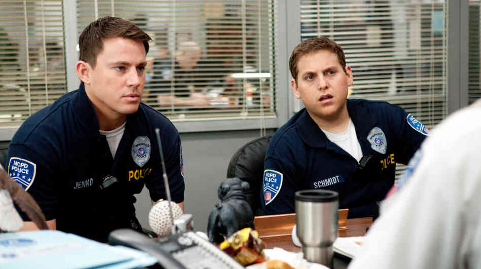 Rookie cops Jenko (Channing Tatum, left) and Schmidt (Jonah Hill) foul up badly enough to land themselves transfers to the youth undercover division at 21 Jump Street. Rookie cops Jenko (Channing Tatum, left) and Schmidt (Jonah Hill) foul up badly enough to land themselves transfers to the youth undercover division at 21 Jump Street.