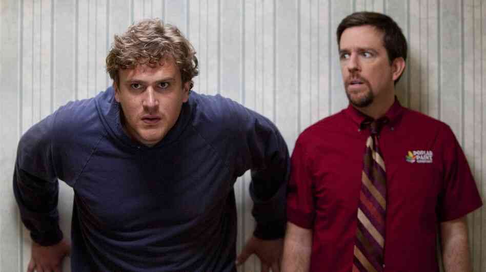 After leaving his mother's basement, Jeff (Jason Segel, left) encounters his brother Pat (Ed Helms), who fears that his wife (Judy Greer) is having an affair. After leaving his mother's basement, Jeff (Jason Segel, left) encounters his brother Pat (Ed Helms), who fears that his wife (Judy Greer) is having an affair.
